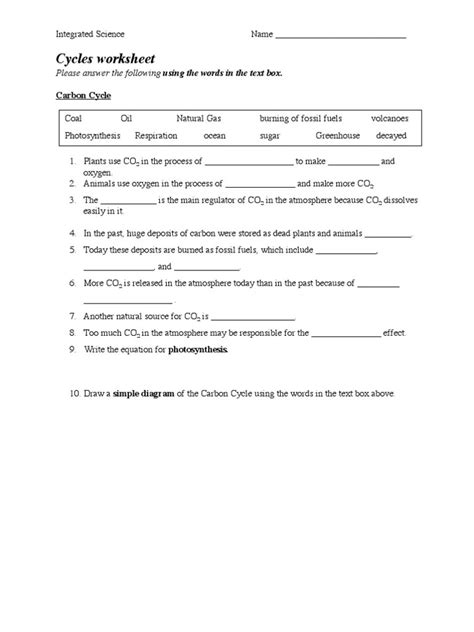 Integrated Science Cycles Worksheet Answer Key Integrated Science Cycles Worksheet Answer - Integrated Science Cycles Worksheet Answer