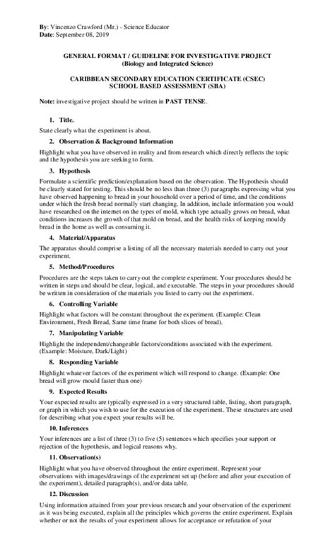 Integrated Science Sba Sample