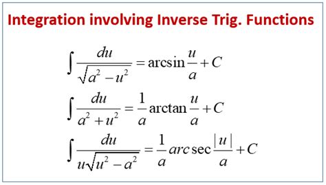 Integration Of Inverse Trigonometric