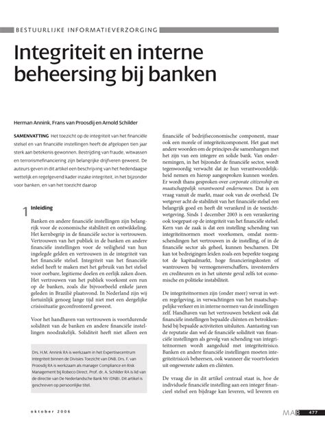 integriteit banken
