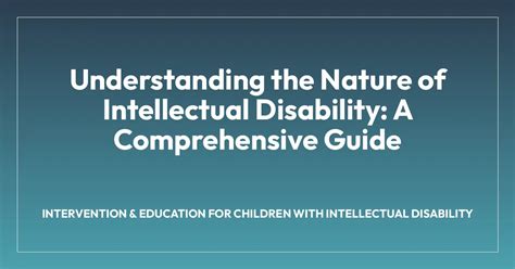 Intellectual Disability A Guide For Families And Professionals