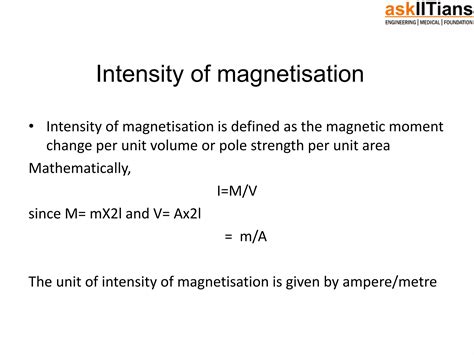 Intensity Of Magnetisation