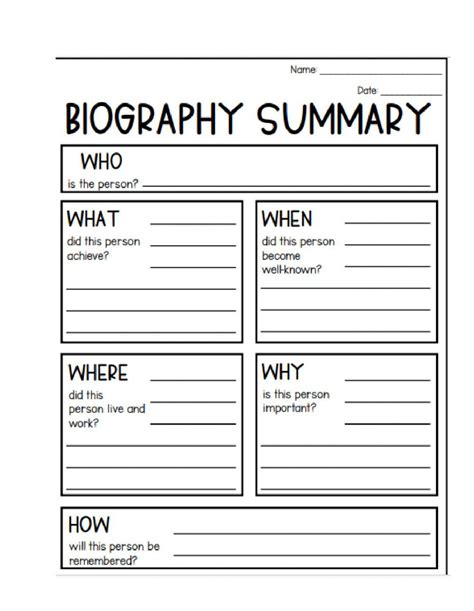 interactive graphic organizer templates biography