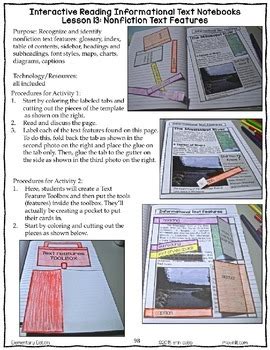Interactive Reading Notebooks Informational Text Lesson