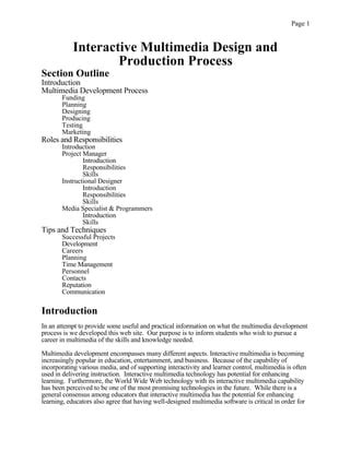 Read Interactive Multimedia Design And Production Process 