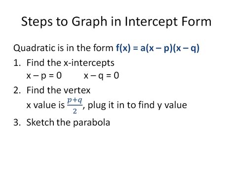 Intercept Form Of A Quadratic Function