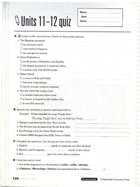 Interchange 2 Quiz Unit 11 And 12