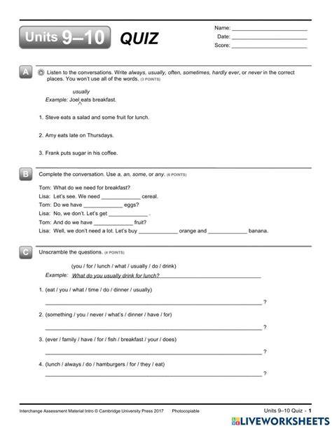 interchange intro quiz unit 9 10
