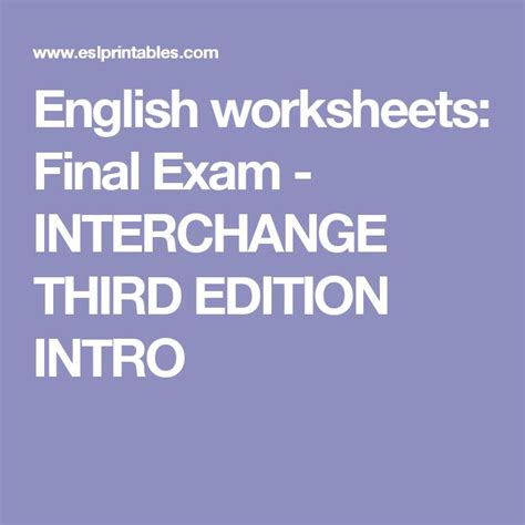 Full Download Interchange Third Edition Final Exam 