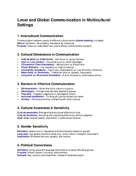 Intercultural Communication Study Guide