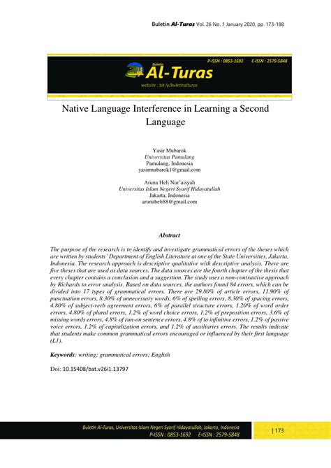 Read Interference In Second Language Acquisition 