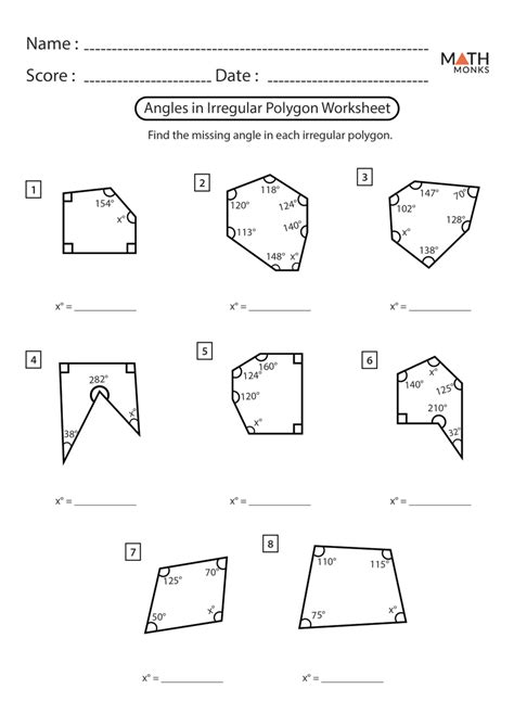 Interior Angles In Polygons Worksheet Missing Angles In Polygons Worksheet - Missing Angles In Polygons Worksheet