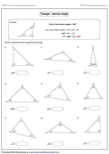 Interior Angles Of A Triangle Worksheet 8211 Kamberlawgroup Interior Angles Of Triangles Worksheet - Interior Angles Of Triangles Worksheet