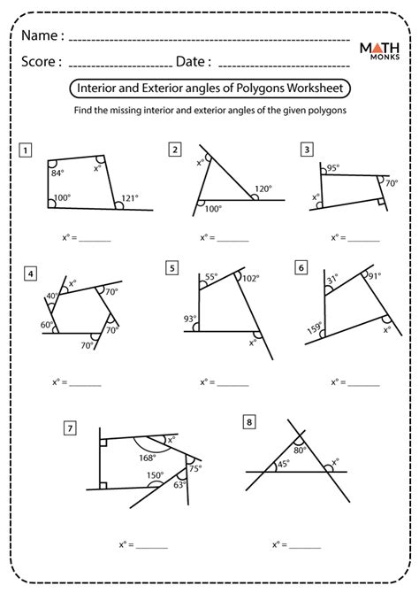 Interior Angles Worksheets Math Worksheets Sum Of Interior Angles Worksheet Answers - Sum Of Interior Angles Worksheet Answers
