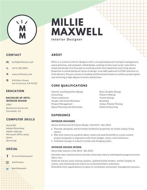 Interior Designer Resume Sample