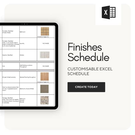 Interior Finishes Schedule Template