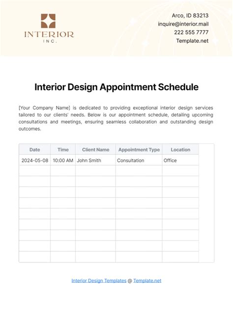 Full Download Interior Design Appointment Template 