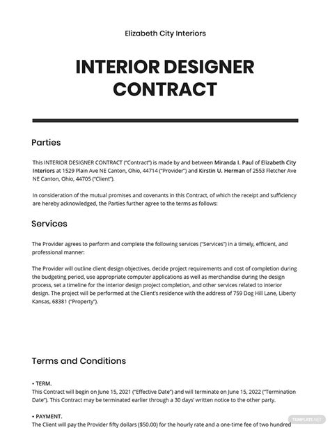 Download Interior Design Contract Terms And Conditions 