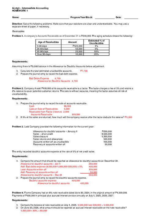 intermediate accounting homework solutions
