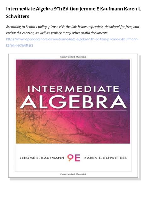 Intermediate Algebra 9th Edition