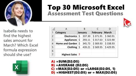 Intermediate Excel Test Questions And Answers
