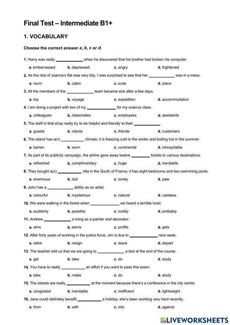 intermediate language practice final test keys