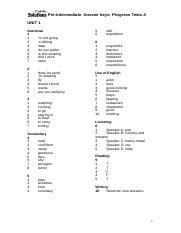 intermediate progress test keys pearson longman