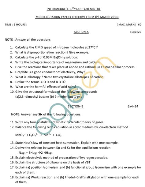 Full Download Intermediate 1St Year Chemistry Guess Paper 2013 