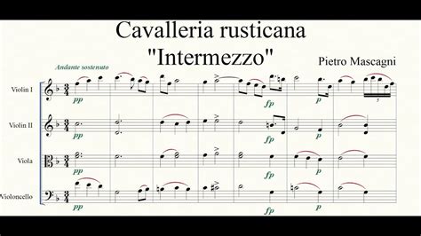 intermezzo from cavalleria rusticana for string orchestra or violin groups with piano sounds of the symphony series