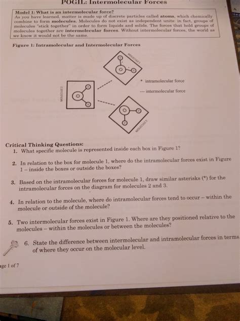 Intermolecular Forces Pogil Answer Key