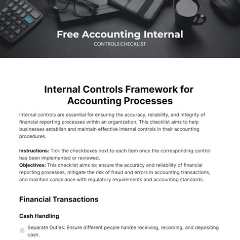 Internal Accounting Controls Template For Community