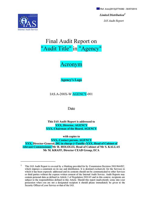 Internal Audit Report Format