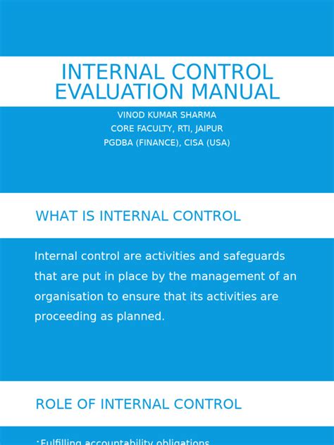 Internal Control Evaluation Manual Issued By The Cag Of India