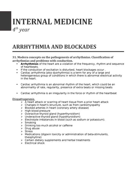 Internal Medicine Lecture Notes
