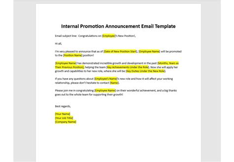 Internal Promotion Announcement Sample