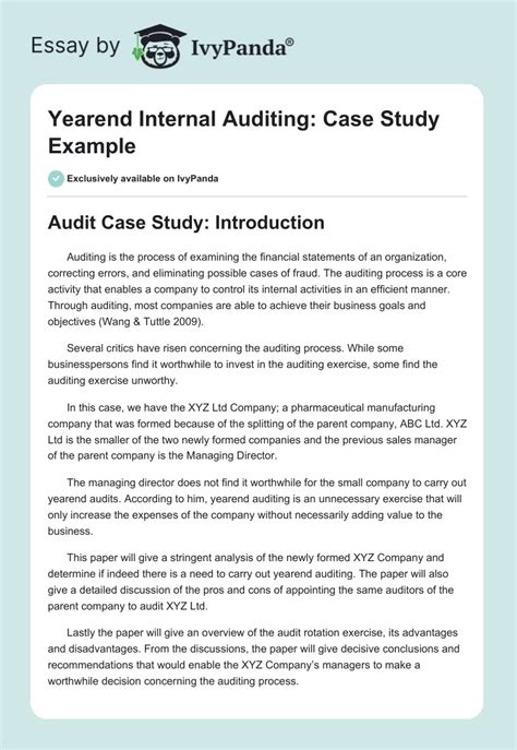 Read Internal Audit Example Case Studies 