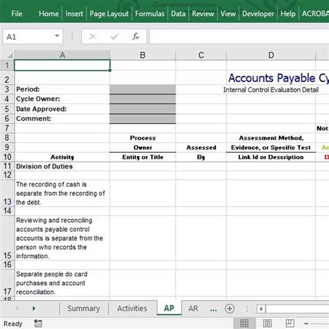 Full Download Internal Control Documentation Template 