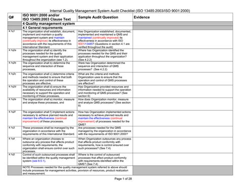 Read Internal Quality Management System Audit Checklist 