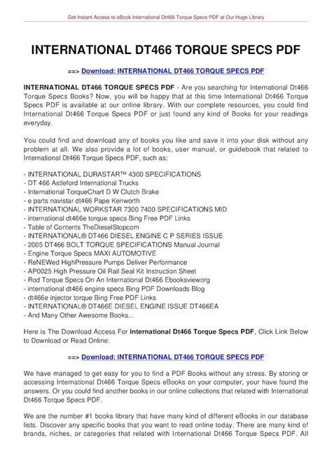 Read International Dt466 Torque Specs Pdf Innotexaz 