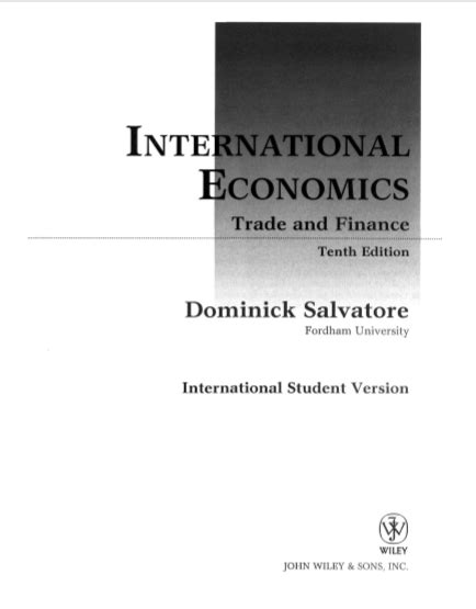 Full Download International Economics By Dominick Salvatore 10Th Edition Download 