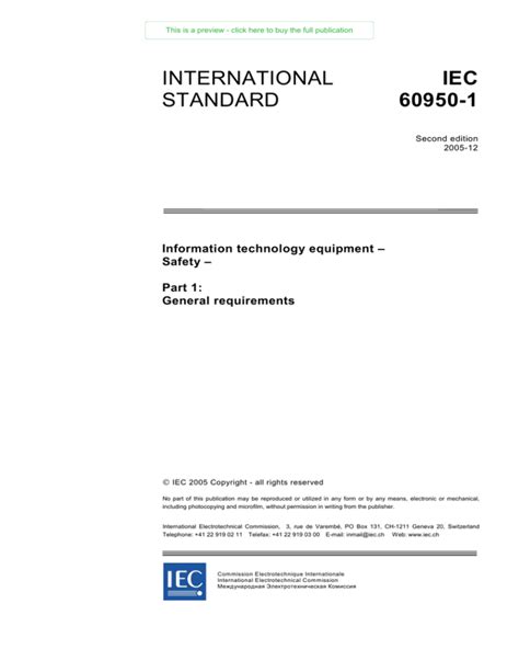 Read Online International Iec Standard 60950 1 
