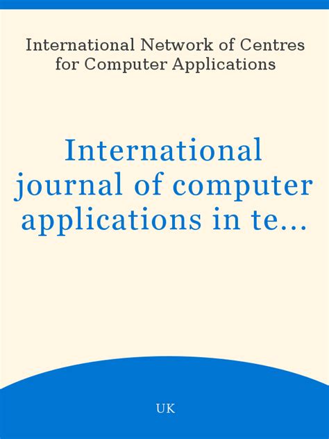 Download International Journal Of Computer Applications In Technology 