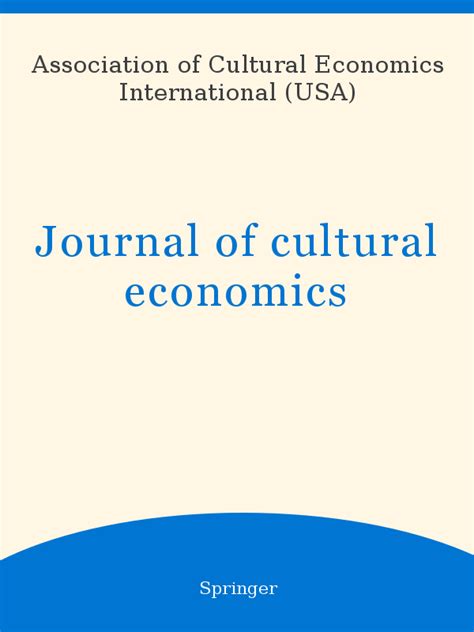 Full Download International Journal Of Cultural Economics 