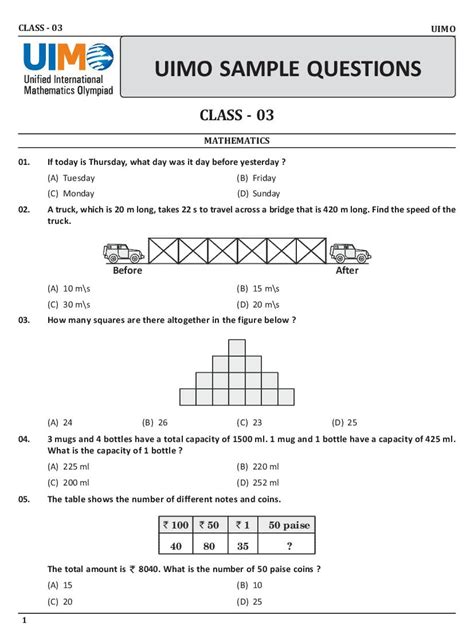 Full Download International Mathematics Olympiad Sample Papers For Class 3 