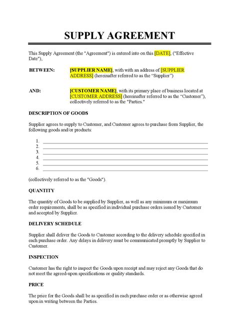 Read International Supply Contract Template Sample 