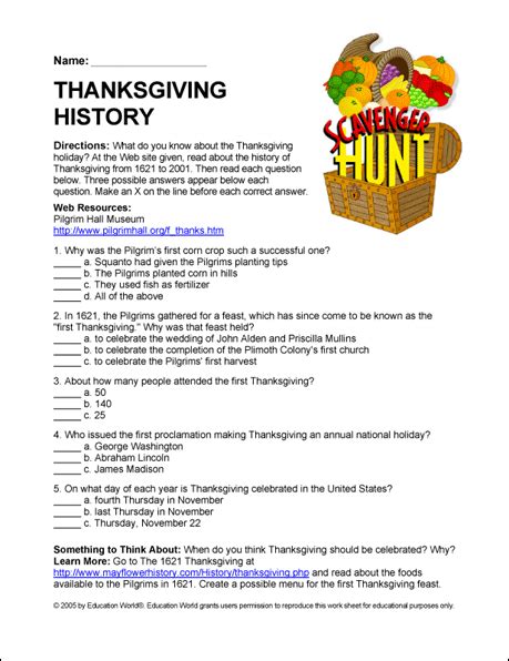 Internet Scavenger Hunt Story Of Thanksgiving Education World Thanksgiving Timeline Worksheet - Thanksgiving Timeline Worksheet