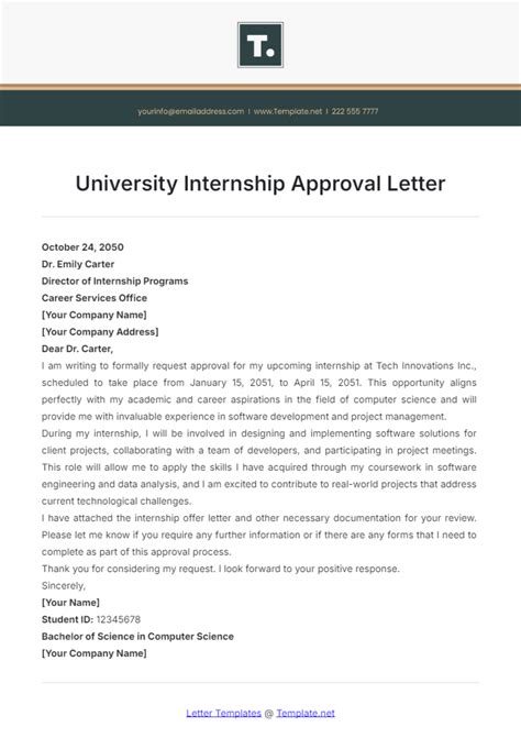 Internship Approval Letter Format