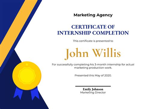 Internship Completion Certificate Format