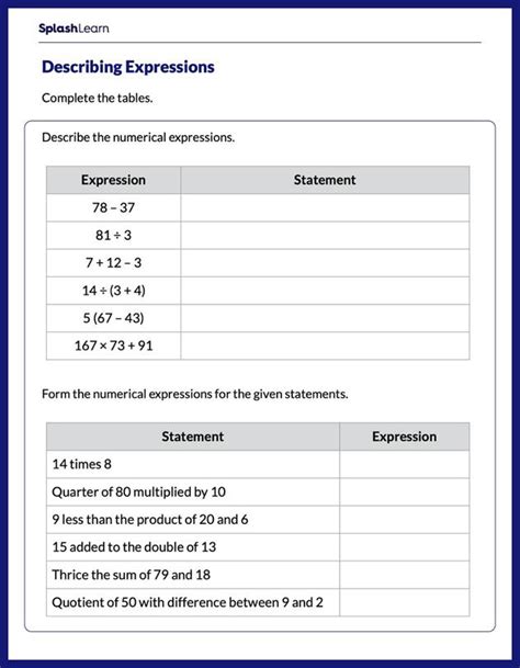 Interpret The Context Of Expressions Worksheets Interpreting Expressions Worksheet - Interpreting Expressions Worksheet