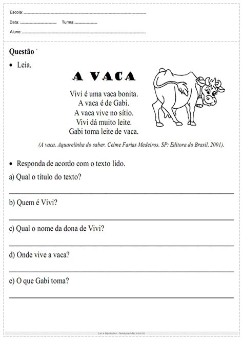 Interpretação De Texto 2 Ano